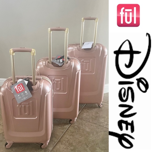 Ful Disney Minnie Mouse Rose Gold Hard sided Luggage set 21” 25”*NWT - Picture 2 of 3